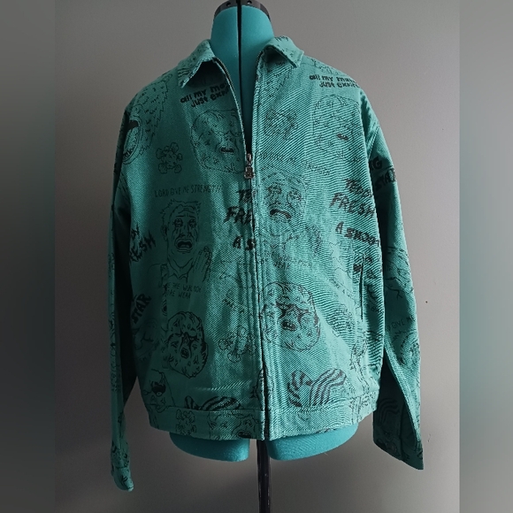 NWT TEDDYFRESHWill Laren Teal Sketches Zip Jacket Size M